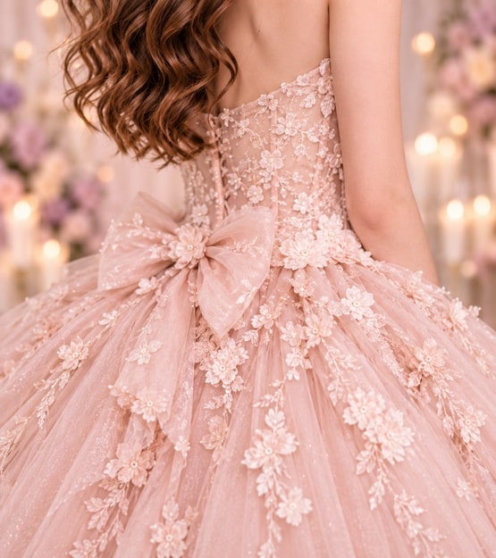 Detalle del vestido de quince años